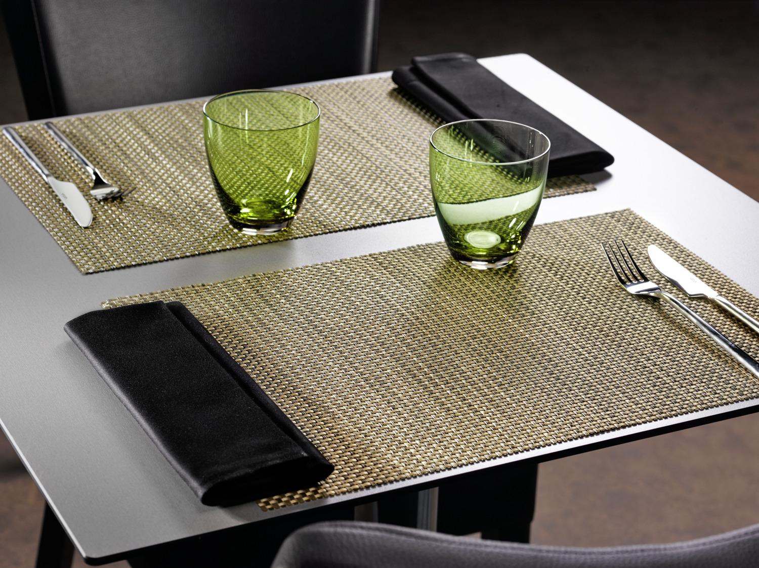 LUSINI Vivienne Textile Napkins, Set of 6, 50x50 cm, Black, 50% Cotton 50% Polyester, Satin Weave, OEKO-TEX Standard 100, Easy-Care