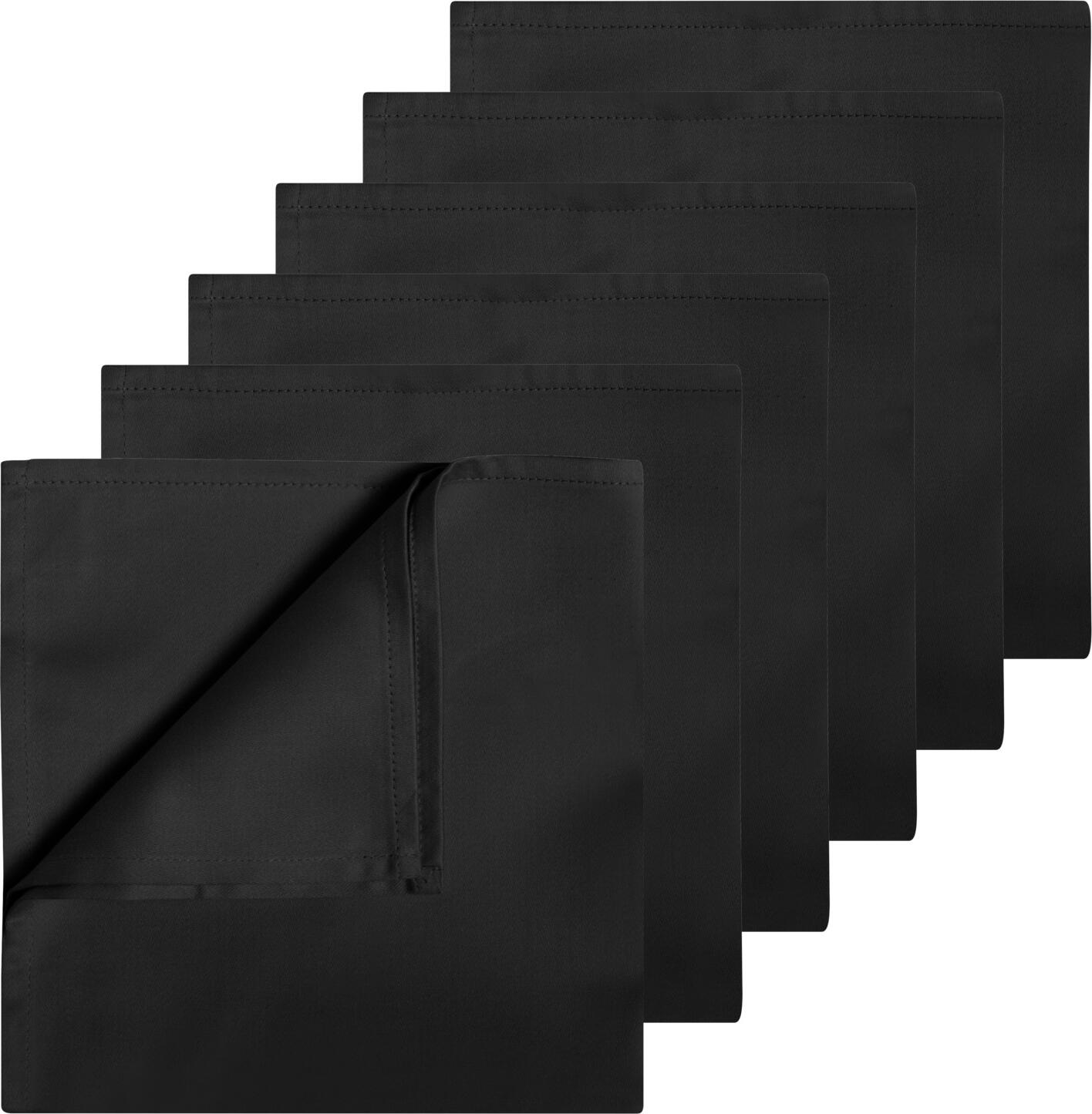 LUSINI Vivienne Textile Napkins, Set of 6, 50x50 cm, Black, 50% Cotton 50% Polyester, Satin Weave, OEKO-TEX Standard 100, Easy-Care