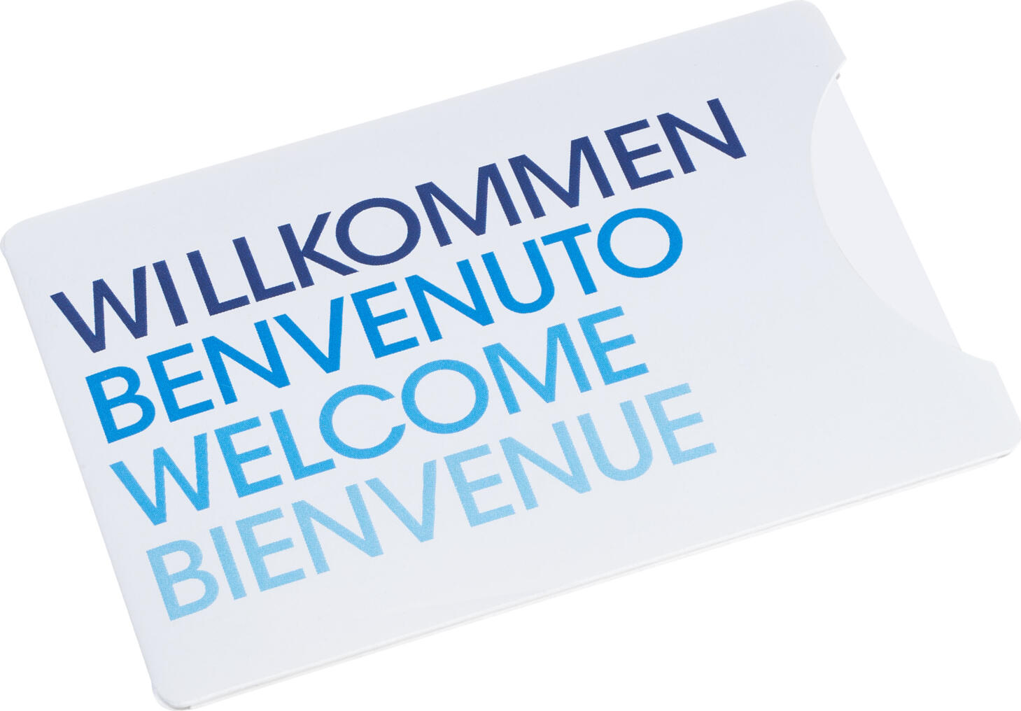 Pulsiva Hotel Key Card Holder Welcome Sliding Card, White and Blue Cardboard, 9x6 cm, Set of 100 Pieces