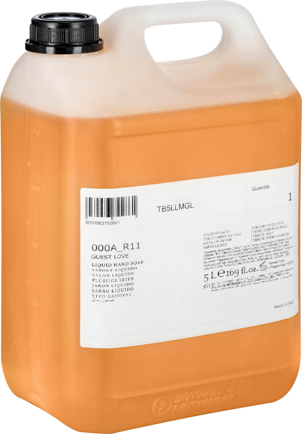 V-Touch LUSINI Solutions GmbH Hotel soap Guest Love in canister Hotelseife Guest Love im Kanister Hotel soap Guest Love in canister; 5000 ml; amber; 2 piece / pack Hotelseife Guest Love im Kanister; 5000 ml; bernstein; 2 Stück / Pack Mild V-Touch Guest Love liquid soap, cleans hands from dirt and bacteria and gently nourishes the skin. The lightly scented formula is enriched with ginkgo biloba extract. Dermatologically tested and pH neutral. Milde V-Touch Guest Love Flüssigseife, reinigt die Hände von Schmutz und Bakterien und pflegt sanft die Haut. Die leicht duftende Formel ist mit Ginkgo-Biloba-Extrakt angereichert. Dermatologisch getestet und pH-neutral!