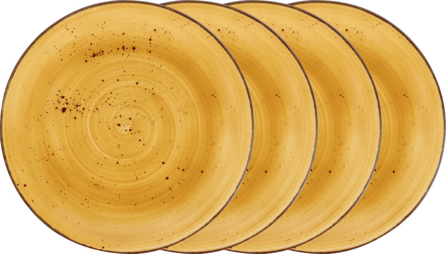 Vega Nebro Premium Porcelain Dinner Plates, 31 cm Round Flat Plates, Yellow Rustic Design, Dishwasher and Microwave Safe, Set of 4