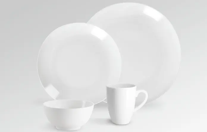 Set de 4 boluri pentru muesli VEGA Wayne, melamină albă, 730 ml, diametru 14.8 cm, rezistente la impact si spargere, safe la masina de spalat vase