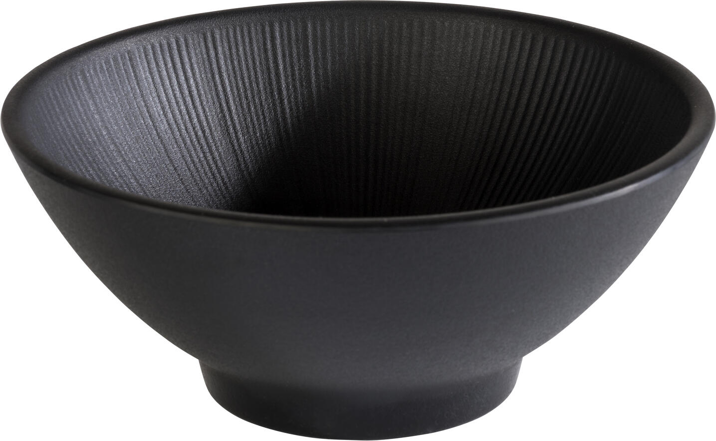 APS Nero Round Bowl, Black Melamine, 500ml, 16cm Diameter, Ribbed Texture, Dishwasher Safe, for Gastronomy and Catering