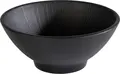 APS Nero Round Bowl, Black Melamine, 500ml, 16cm Diameter, Ribbed Texture, Dishwasher Safe, for Gastronomy and Catering