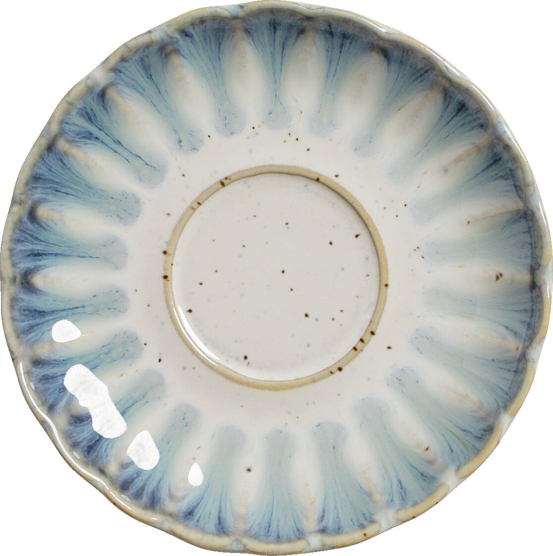 Vega Flora Espresso Saucers, Set of 6, Blue/Beige Porcelain, Round Flower Design, 12.5x2.1 cm, Dishwasher and Microwave Safe