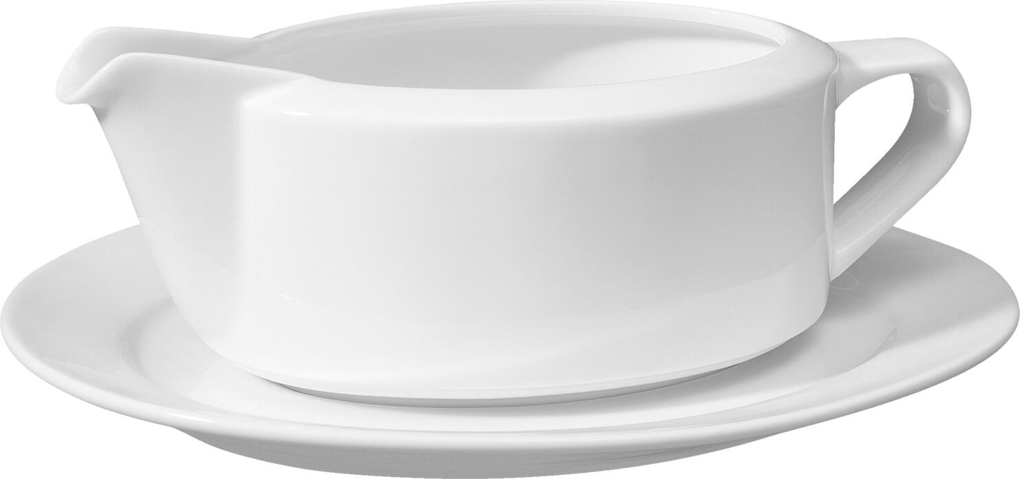 Set de 4 sosiere din porțelan VEGA, formă ovală, culoare albă, 500 ml, rezistente la mașina de spălat vase și cuptor cu microunde, 17.5x9x7.5 cm