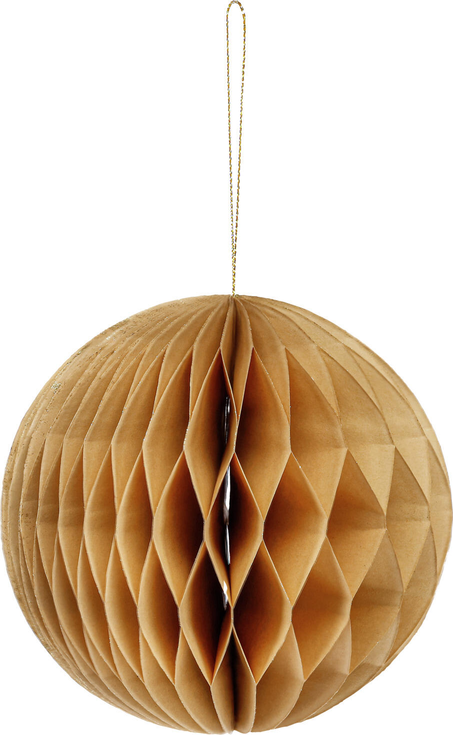 LUSINI Honoka Decorative Christmas Hanger Balls, Gold, 15 cm (Ø), Honeycomb Foldable Paper Design with Gold Trim and Magnetic Closure, Set of 6 piece / pack