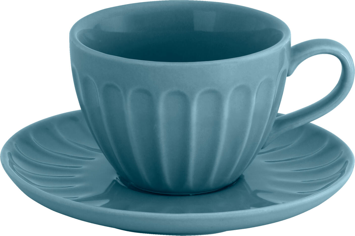 VEGA LUSINI Bel Colore Blue Porcelain Espresso Saucers, 11.5 cm Diameter, Fluted Edge, Dishwasher and Microwave Safe, Set of 6