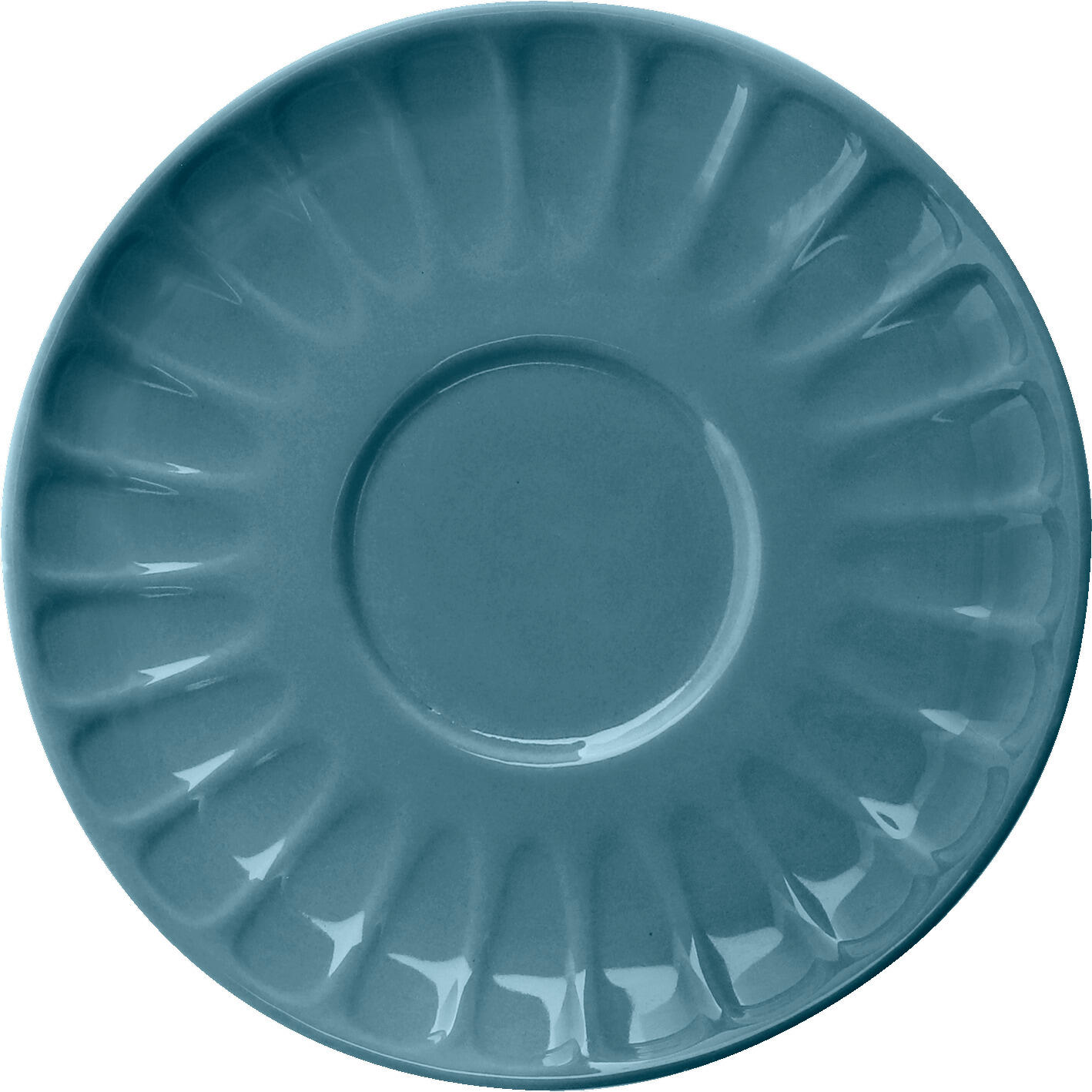 VEGA LUSINI Bel Colore Blue Porcelain Espresso Saucers, 11.5 cm Diameter, Fluted Edge, Dishwasher and Microwave Safe, Set of 6