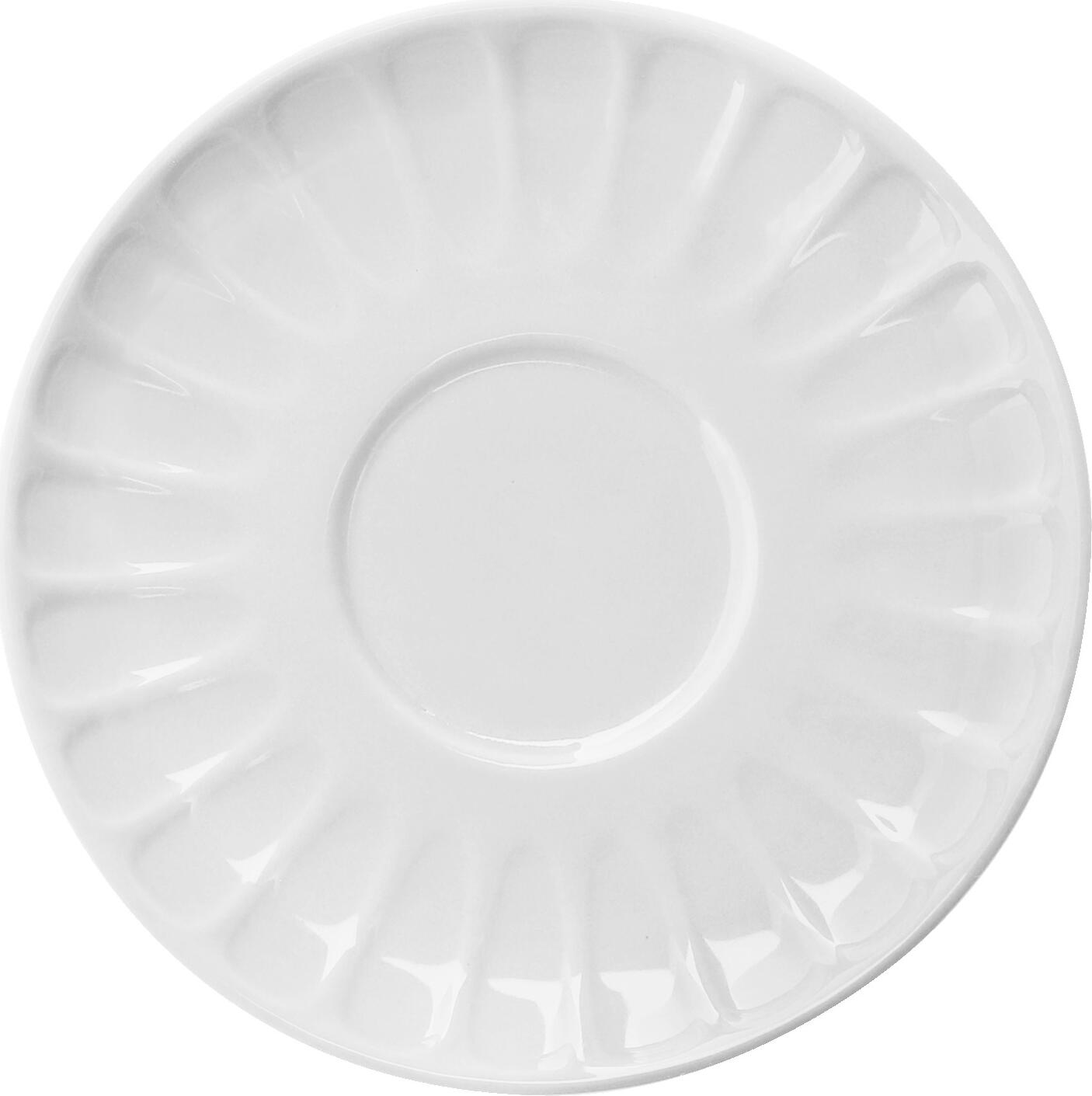 VEGA LUSINI Bel Colore White Porcelain Espresso Saucers, 11.5 cm Diameter, Fluted Edge, Dishwasher and Microwave Safe, Set of 6