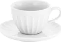 VEGA LUSINI Bel Colore White Porcelain Espresso Saucers, 11.5 cm Diameter, Fluted Edge, Dishwasher and Microwave Safe, Set of 6