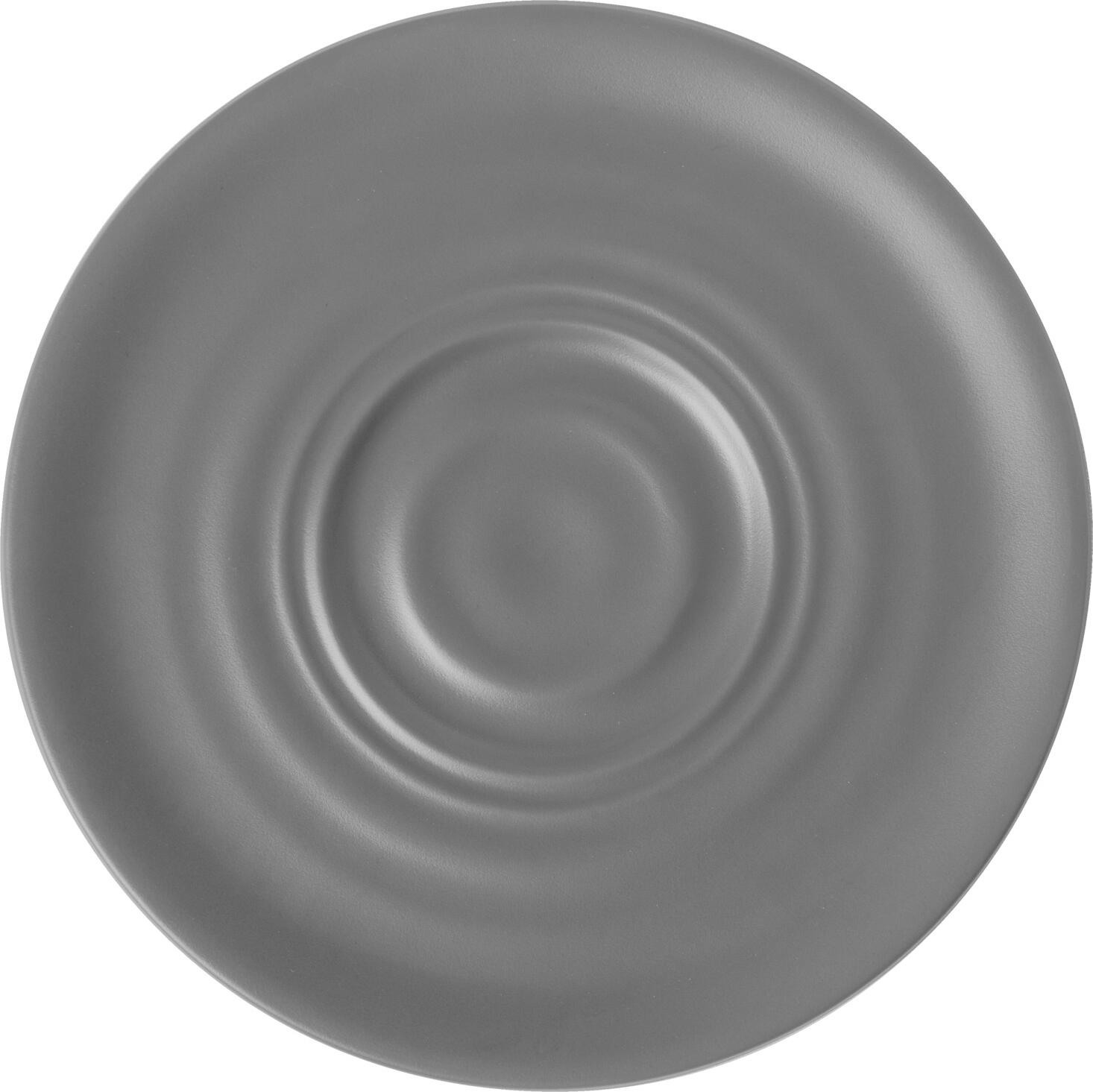 LUSINI Kanas Coffee Saucers, Grey, Set of 6, Round Melamine Relief Design, Impact and Break Resistant, 14.9 cm Diameter, Dishwasher Safe