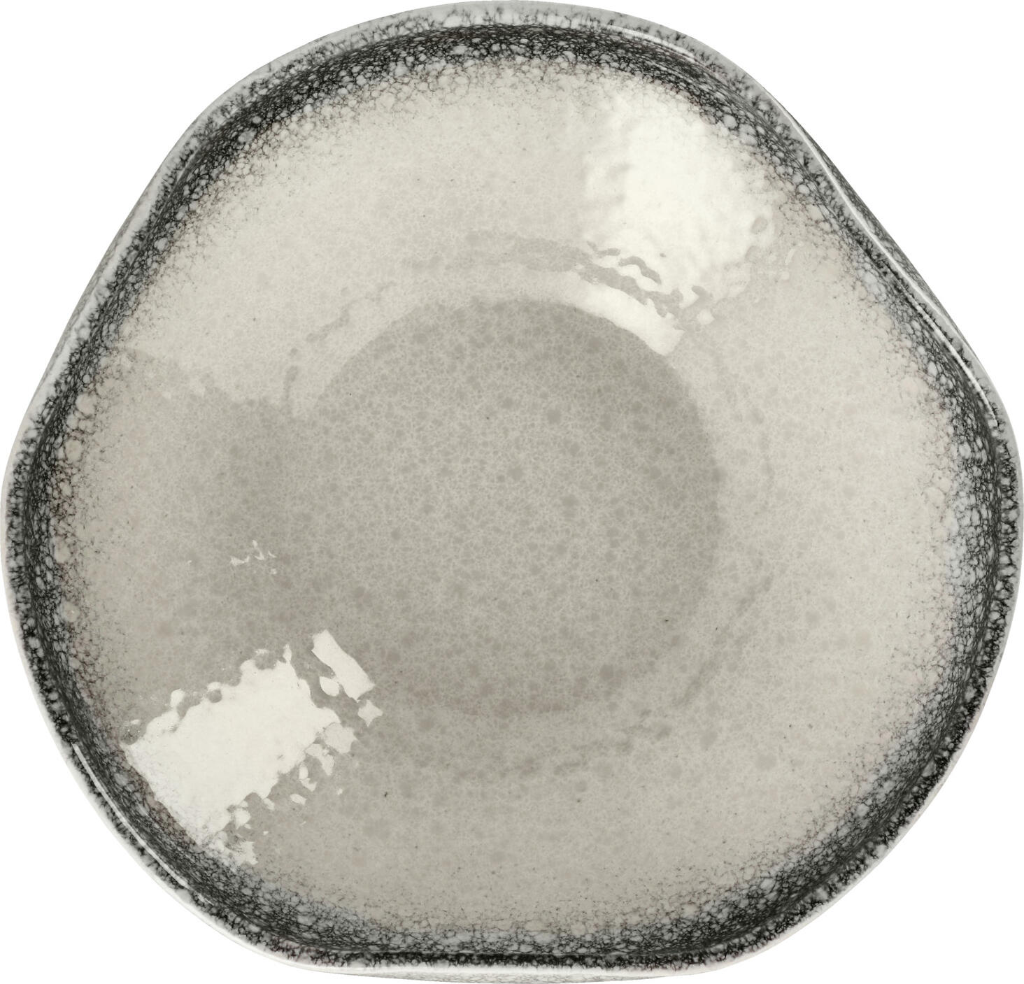 Set de 4 piese Farfurii Adânci VEGA Nagoya, Porțelan cu Aspect Ceramic, 21 cm, Alb/Gri Picinat, 700 ml, Compatibile cu Mașina de Spălat Vase și Cuptorul cu Microunde