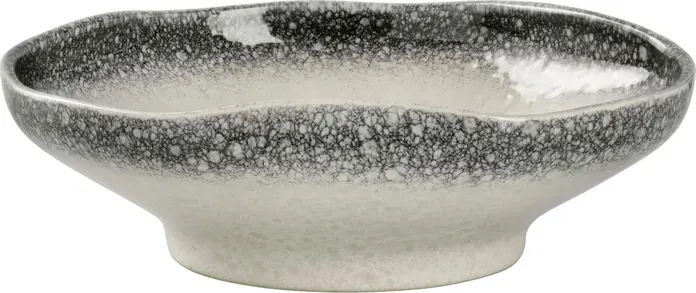 Set de 4 piese Farfurii Adânci VEGA Nagoya, Porțelan cu Aspect Ceramic, 21 cm, Alb/Gri Picinat, 700 ml, Compatibile cu Mașina de Spălat Vase și Cuptorul cu Microunde
