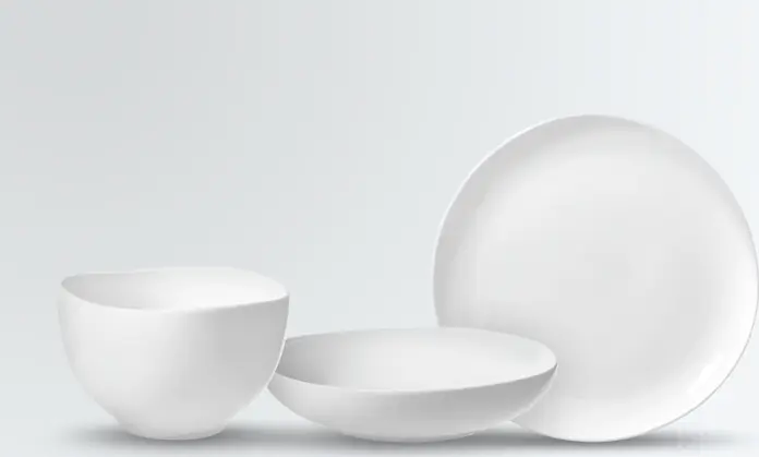 VEGA Ovalize Porcelain Sample Set of 3 Pieces, White Organic Shape, Microwave and Dishwasher Safe, includes Flat Plate 22cm, Bowl 22cm and Small Bowl 12cm