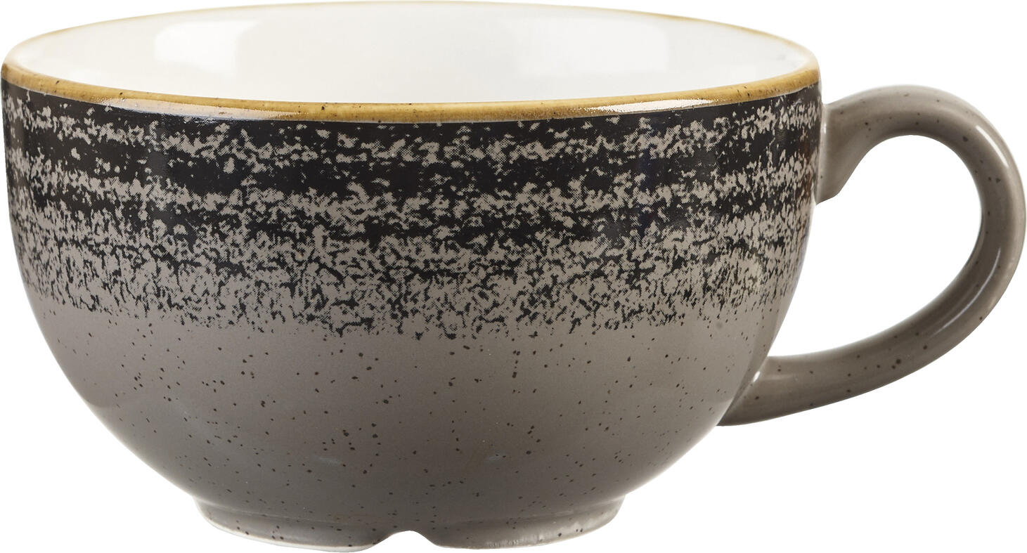 Set de 12 cești pentru cappuccino Churchill Studio Prints, porțelan Charcoal Black, 227ml, rezistente la microunde și mașina de spălat vase