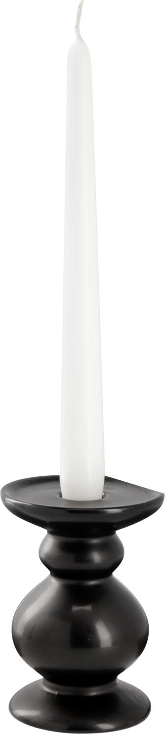 Vega Olea 2in1 Candle Holder, Matt Glazed Ceramic for Pillar and Taper Candles, Black, 8.6x11.8 cm