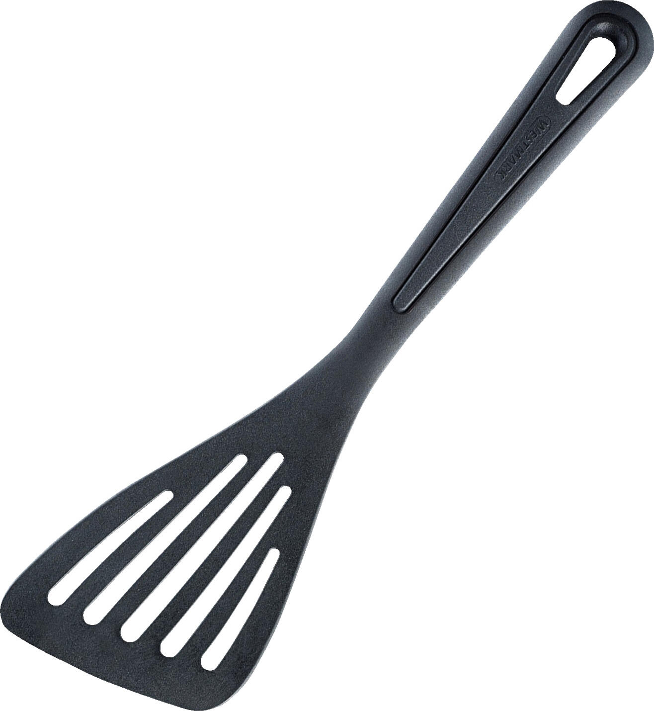 Set de 2 piese Spatula Westmark Gentle cu Slituri, Poliamida de Inalta Calitate, Rezistenta la Cald 210°C, Compatibila cu Vasuri Antiaderente, Negru, 30 cm