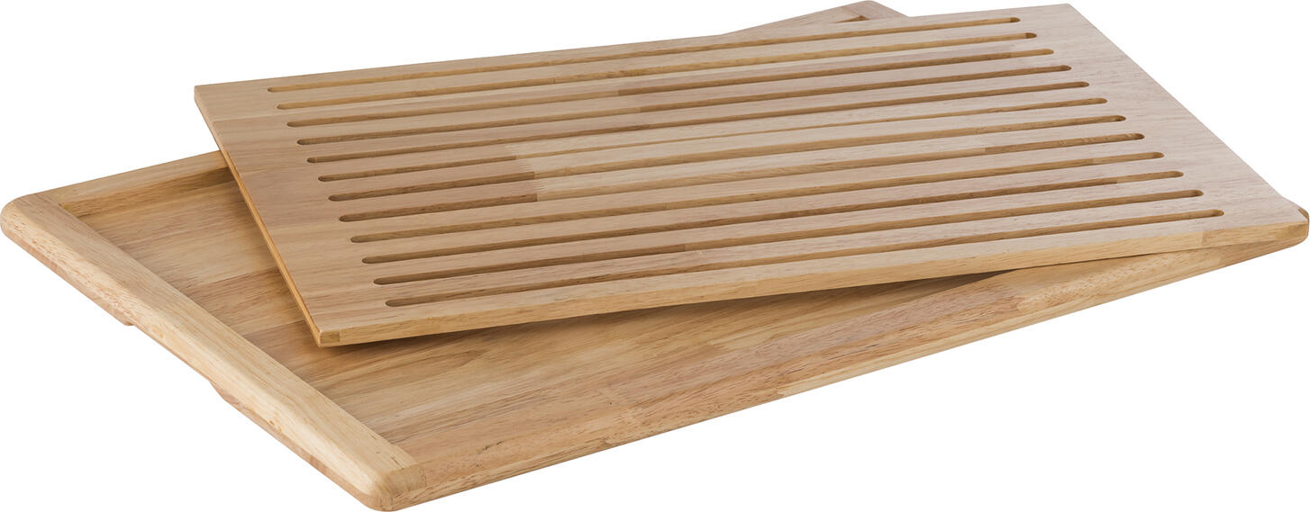 APS Assheuer + Pott GmbH & Co. KG Bread cutting board Rubberwood GN 1/1 Brotschneidebrett, Holz (Rubberwood) Bread cutting board Rubberwood; 60x40x2 cm (LxWxH); brown GN 1/1 Brotschneidebrett, Holz (Rubberwood); 60x40x2 cm (LxBxH); braun Non-slip. The Rubberwood bread cutting board features an integrated crumb tray that can be easily removed for emptying or cleaning. Four non-slip feet also ensure optimum stability. Das GN Brotschneidebrett ist eine praktische Lösung für das hygienische Schneiden und Servieren von Brot im professionellen Einsatz. Es eignet sich ideal für Buffets, Gastronomie und Catering und unterstützt saubere sowie effiziente Arbeitsabläufe. Das integrierte Krümelfach sorgt für eine ordentliche Arbeitsfläche, während die stabile Ausführung eine sichere Handhabung gewährleistet. * Material: Holz * Passend für GN-Systeme * Mit herausnehmbarem Krümelfach * Mit Antirutschfüßchen für sicheren Stand * Ideal für Buffet, Gastronomie und Catering * Stapelbar * Feucht abwischbar * Nicht spülmaschinengeeignet