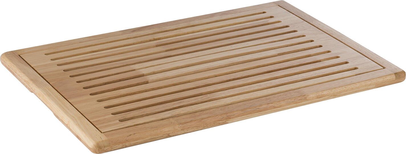 APS Assheuer + Pott GmbH & Co. KG Bread cutting board Rubberwood GN 1/1 Brotschneidebrett, Holz (Rubberwood) Bread cutting board Rubberwood; 60x40x2 cm (LxWxH); brown GN 1/1 Brotschneidebrett, Holz (Rubberwood); 60x40x2 cm (LxBxH); braun Non-slip. The Rubberwood bread cutting board features an integrated crumb tray that can be easily removed for emptying or cleaning. Four non-slip feet also ensure optimum stability. Das GN Brotschneidebrett ist eine praktische Lösung für das hygienische Schneiden und Servieren von Brot im professionellen Einsatz. Es eignet sich ideal für Buffets, Gastronomie und Catering und unterstützt saubere sowie effiziente Arbeitsabläufe. Das integrierte Krümelfach sorgt für eine ordentliche Arbeitsfläche, während die stabile Ausführung eine sichere Handhabung gewährleistet. * Material: Holz * Passend für GN-Systeme * Mit herausnehmbarem Krümelfach * Mit Antirutschfüßchen für sicheren Stand * Ideal für Buffet, Gastronomie und Catering * Stapelbar * Feucht abwischbar * Nicht spülmaschinengeeignet