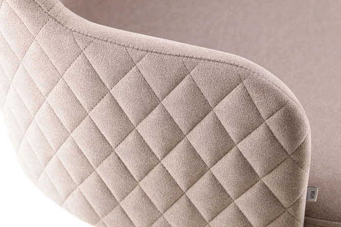 VEGA Rombo Velvet Upholstered Chair, Oak Wood Base, Diamond-Pattern Quilting, 46x47x85 cm, Taupe, Max Load 160 kg, FSC-certified