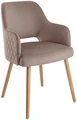 VEGA Rombo Velvet Upholstered Chair, Oak Wood Base, Diamond-Pattern Quilting, 46x47x85 cm, Taupe, Max Load 160 kg, FSC-certified