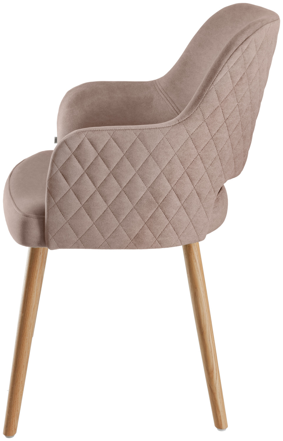VEGA Rombo Velvet Upholstered Chair, Oak Wood Base, Diamond-Pattern Quilting, 46x47x85 cm, Taupe, Max Load 160 kg, FSC-certified