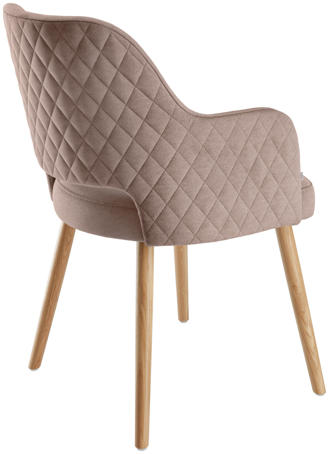 VEGA Rombo Velvet Upholstered Chair, Oak Wood Base, Diamond-Pattern Quilting, 46x47x85 cm, Taupe, Max Load 160 kg, FSC-certified