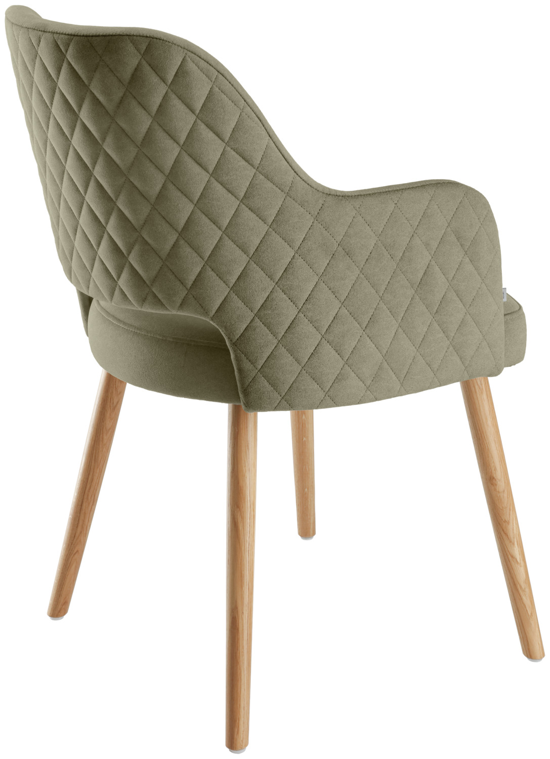 Scaun Tapitat VEGA Rombo, Material Catifea cu Model Diamond, Baza din Lemn de Stejar, 46x47x85 cm, Certificare FSC, Verde