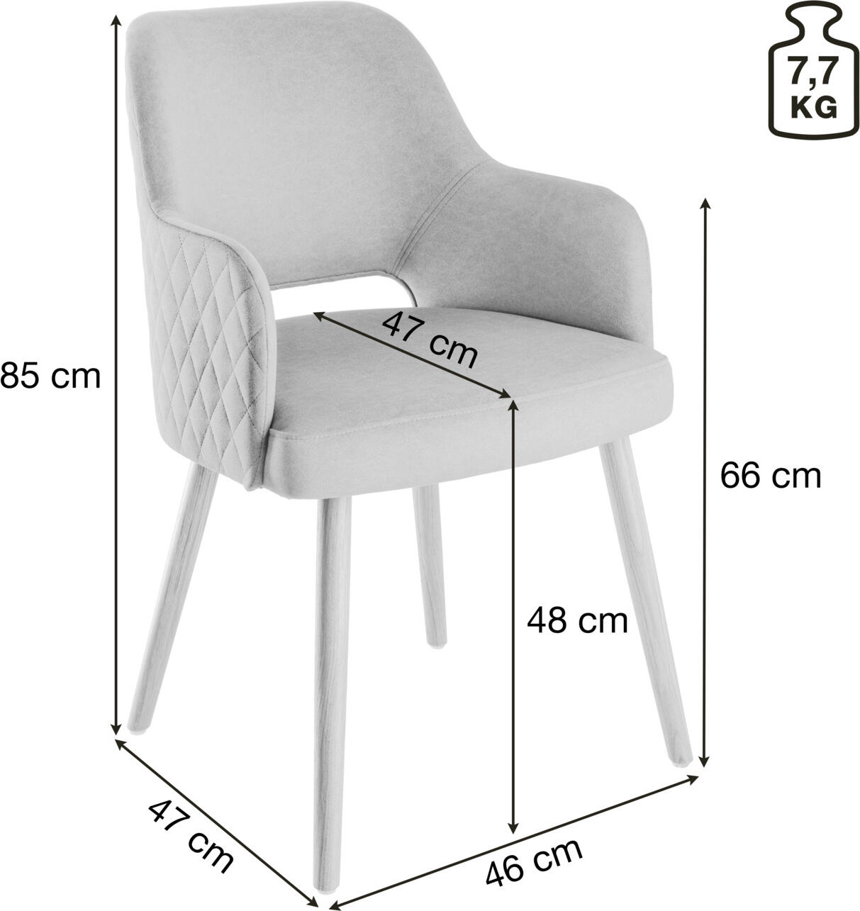 Scaun Tapitat VEGA Rombo, Material Catifea cu Model Diamond, Baza din Lemn de Stejar, 46x47x85 cm, Certificare FSC, Verde