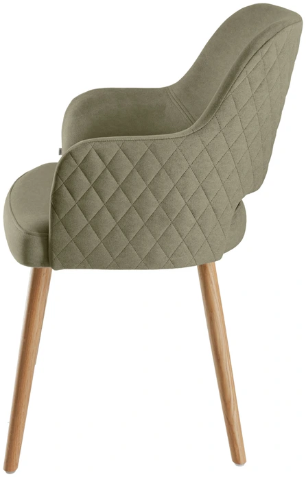 Scaun Tapitat VEGA Rombo, Material Catifea cu Model Diamond, Baza din Lemn de Stejar, 46x47x85 cm, Certificare FSC, Verde