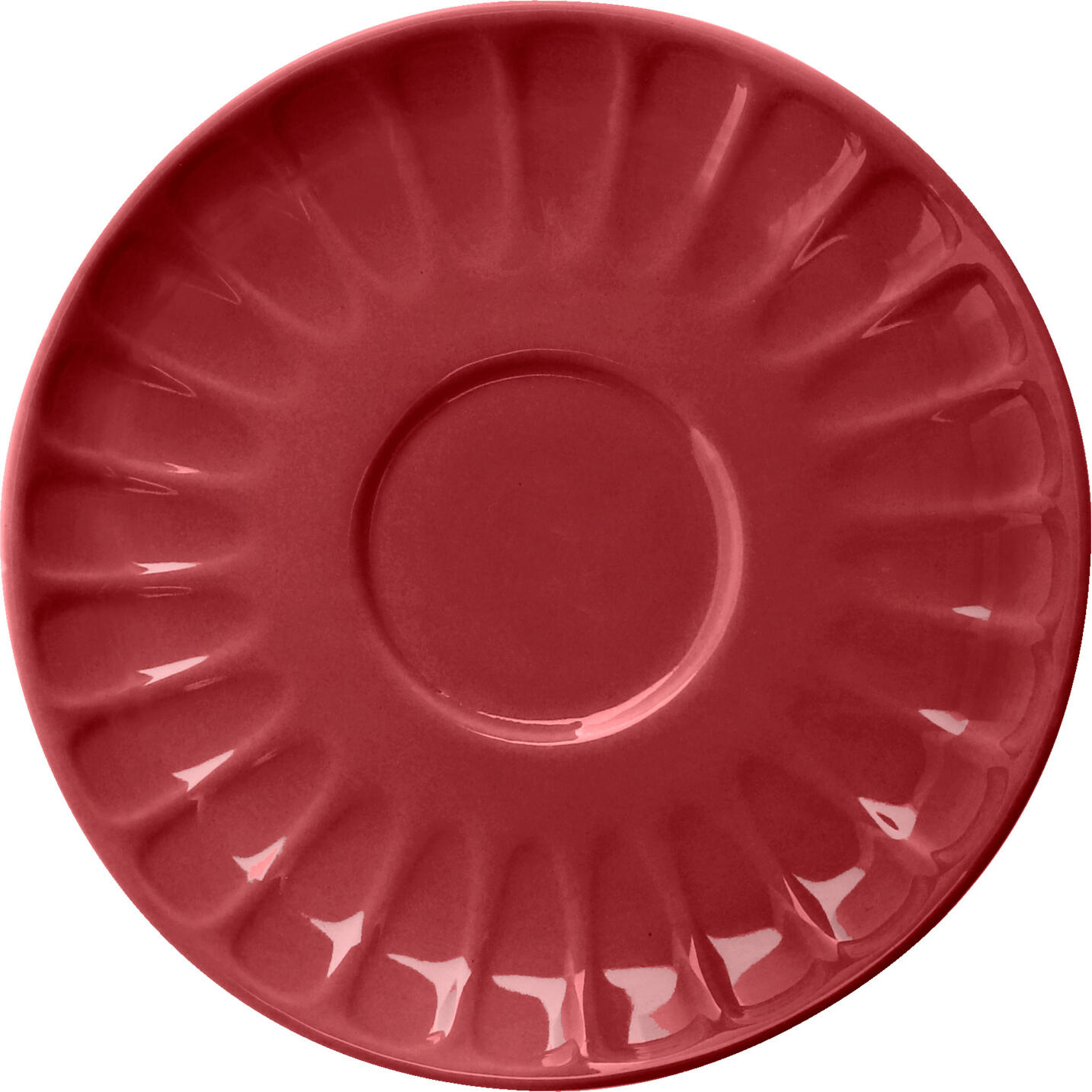 Farfurii LUSINI Bel Colore Combi din Porțelan, Culoare Roșu, cu Design Relievat Canelat, Diametru 14 cm, Compatibile cu Cuptorul cu Microunde și Mașina de Spălat Vase, Set de 6 piese