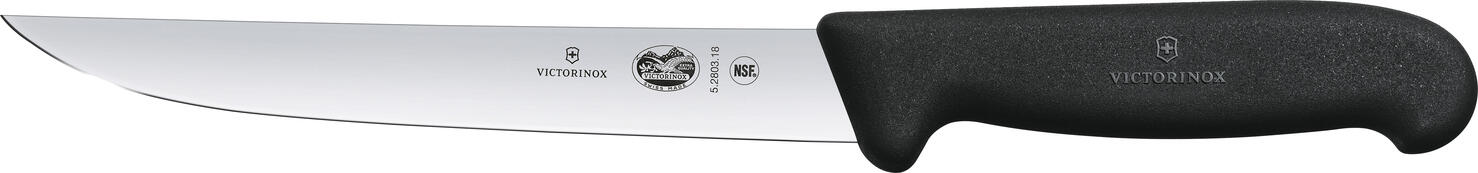 Cutit de Tranchere Victorinox Fibrox 5.2803.18, Lama din Otel Inoxidabil 18 cm, Maner TPE Ergonomic Antiderapant, Certificare NSF, Lavabil la Masina