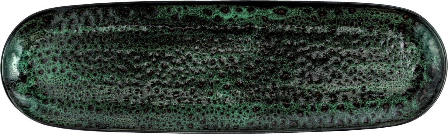 VEGA Black Reef Oval Serving Platter Set of 6, Green/Black Porcelain, 46.5 x 14 x 2.5 cm, Dishwasher and Microwave Safe, Professional Grade