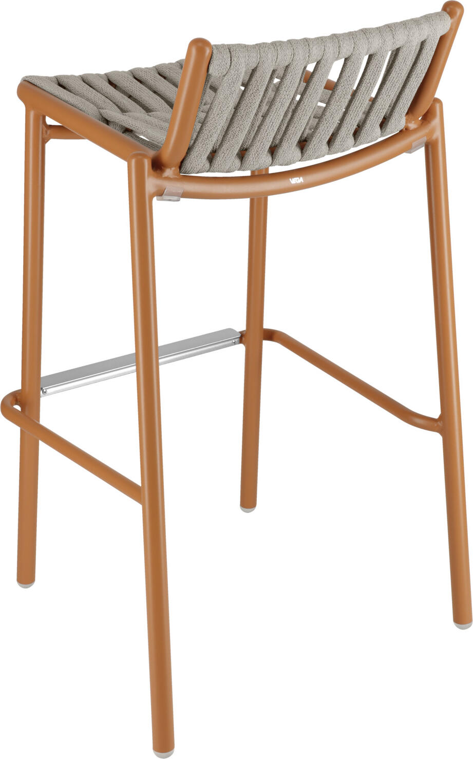 VEGA Lumaro Outdoor Bar Chair Set of 2, Powder-Coated Aluminium Frame, Quick-Drying Rope Wicker, Stackable Gastro Bar Stool, 42x42x90 cm