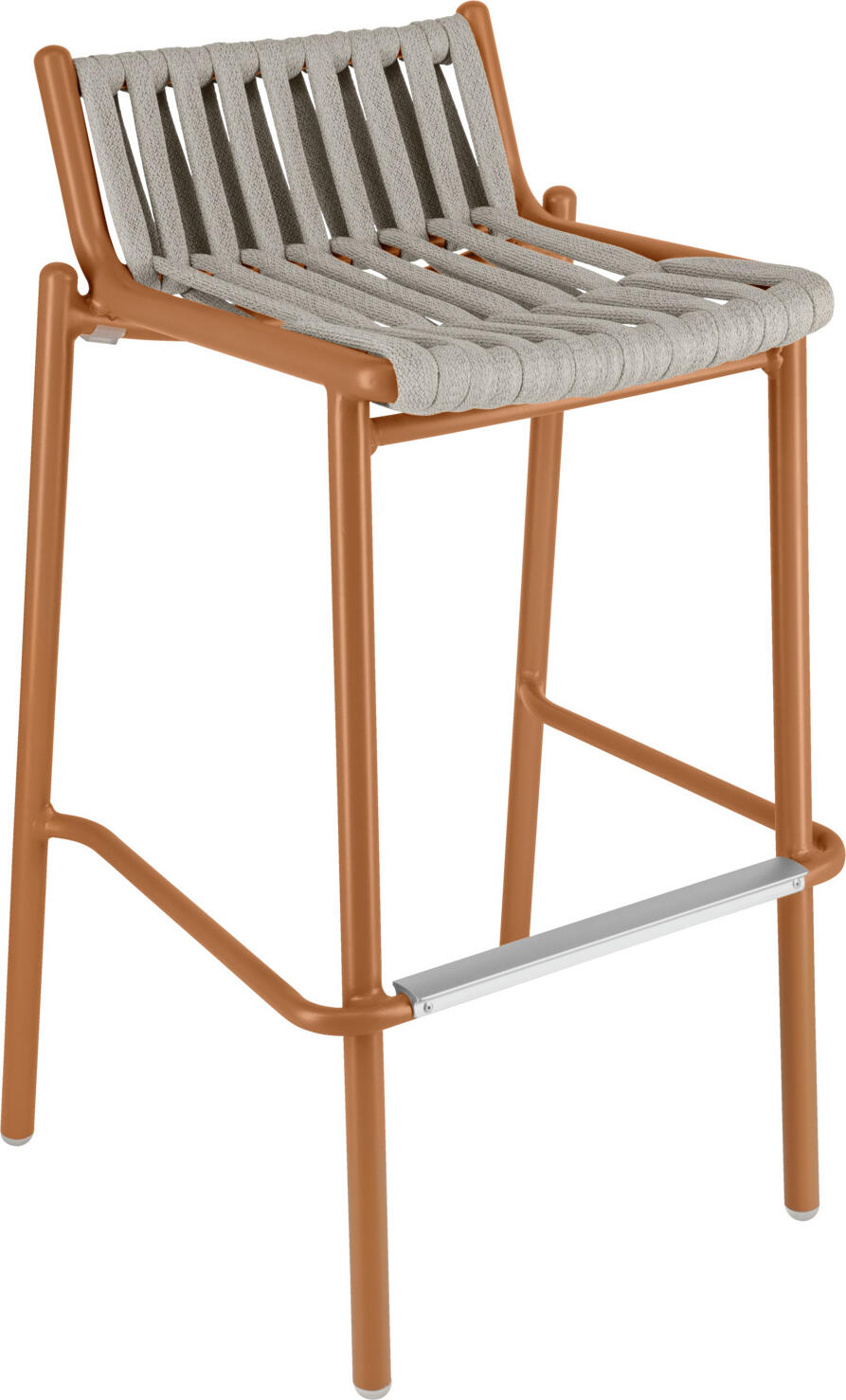 VEGA Lumaro Outdoor Bar Chair Set of 2, Powder-Coated Aluminium Frame, Quick-Drying Rope Wicker, Stackable Gastro Bar Stool, 42x42x90 cm