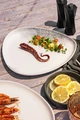 VEGA Purior Porcelain Flat Plate Set of 3, Rectangular Organic Shape, 31x29x3.7 cm, White/Teal, Hand-painted, Dishwasher and Microwave Safe