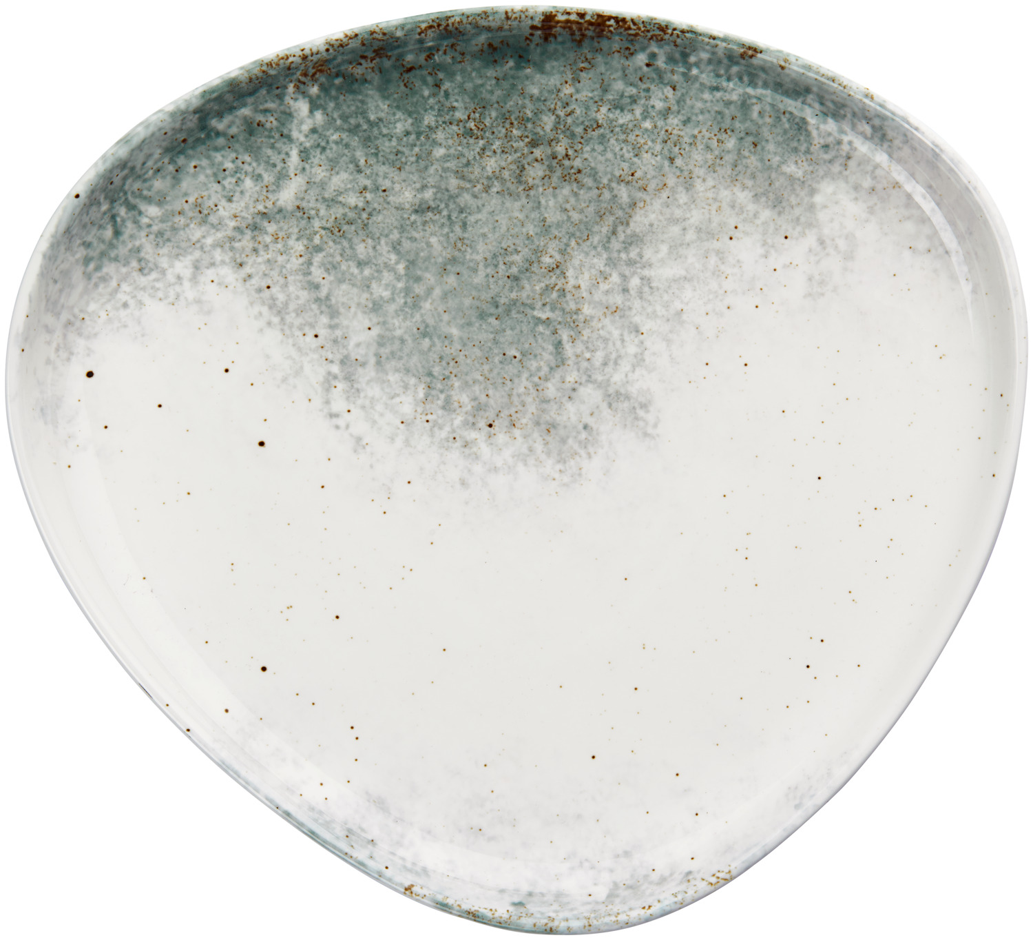 VEGA Purior Porcelain Flat Plate Set of 3, Rectangular Organic Shape, 31x29x3.7 cm, White/Teal, Hand-painted, Dishwasher and Microwave Safe