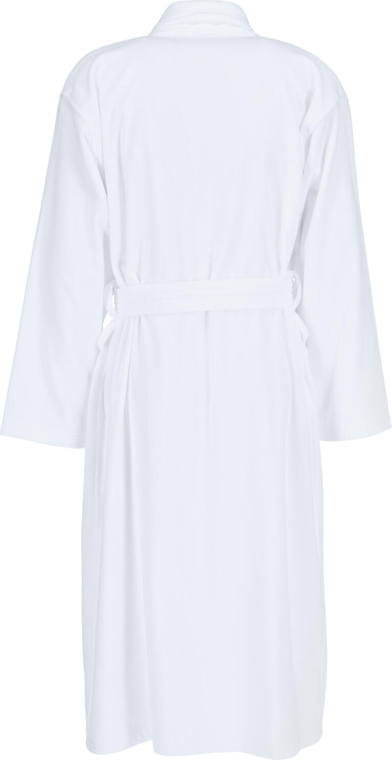 LUSINI Nera Unisex Bathrobe, Size S/M, 100% Cotton Velour and Terry Towelling, Shawl Collar, OEKO-TEX Standard 100, White
