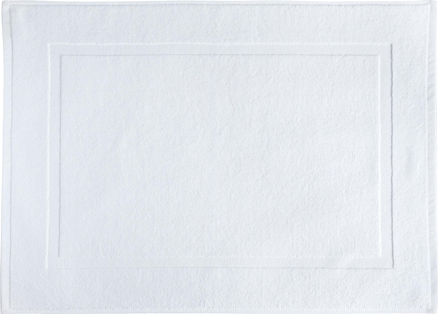 ERWIN M. LUSINI Solutions GmbH Bath mat Darwen Badematte Darwen Bath mat Darwen; 50x70 cm (WxL); white Badematte Darwen; 50x70 cm (BxL); weiß ##Bath mat Darwen - High-quality twisted terry bath mat for hotel use The Darwen bath mat is the perfect choice for discerning hotels that value quality and durability. The twisted terry towelling is made from 100% cotton and, with a weight of approx. 800 g/m², has high absorbency and good floor adhesion. The classic all-round border in deep weave ensures an elegant look. Thanks to its robust finish and double stitching, the bath mat is extremely hard-wearing and ideal for everyday use. * High-quality twisted terry towelling made of 100% cotton * Weight approx. 800 g/m² * Classic design with all-round border in deep weave * Hard-wearing and dimensionally stable, even with frequent use * Suitable for professional use in the hotel industry * Personalisation possible Info: The product reaches its final size after three washes, as the fibres still contract during the first wash (shrinkage). ##Badematte Darwen – Hochwertige Zwirnfrottier-Badematte für den Hotelgebrauch Die Badematte Darwen ist die perfekte Wahl für anspruchsvolle Hotels, die Wert auf Qualität und Langlebigkeit legen. Das Zwirnfrottier gefertigt aus 100 % Baumwolle, hat mit einem Gewicht von ca. 800 g/m² eine hohe Saugfähigkeit und gute Bodenhaftung. Die klassisch umlaufende Bordüre in Tiefwebung sorgt für eine elegante Optik. Dank ihrer robusten Verarbeitung und Doppelnähten ist die Badematte äußerst strapazierfähig und  ideal für den täglichen Einsatz geeignet. * Hochwertiges Zwirnfrottier aus 100 % Baumwolle * Gewicht ca. 800 g/m² * Klassisches Design mit umlaufender Bordüre in Tiefwebung * Strapazierfähig und formstabil, auch bei häufigem Gebrauch * Geeignet für den professionellen Hotellerie-Einsatz * Personalisierung möglich Info: Das Produkt erreicht seine endgültige Größe nach drei Waschgängen, da sich die Fasern beim ersten Waschen noch zusammenziehen (Einsprung).