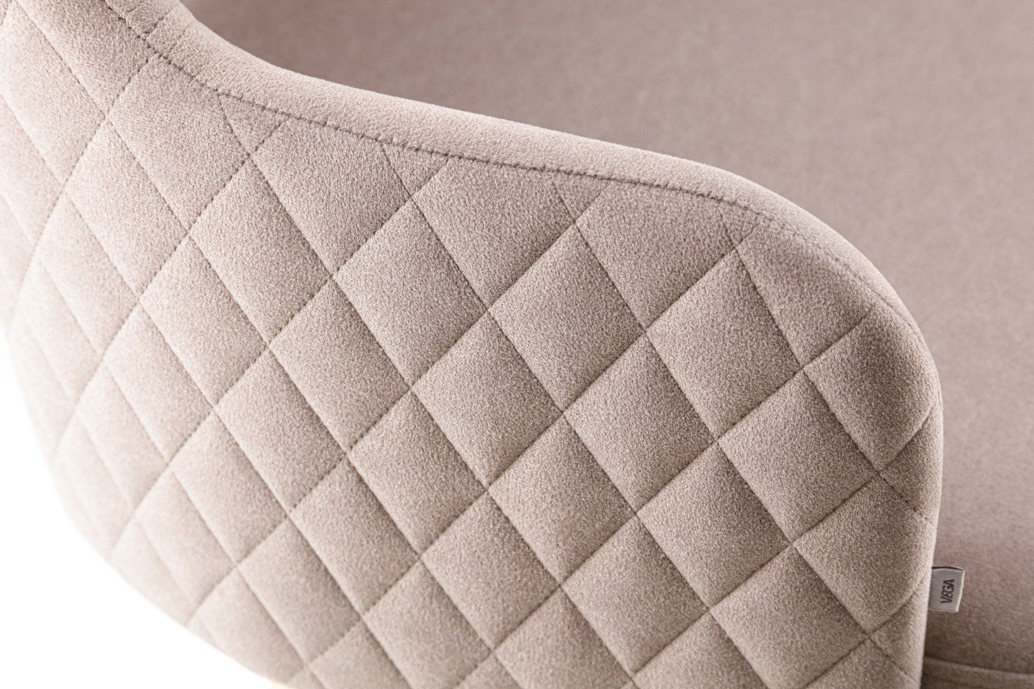 VEGA Rombo Velvet Chair, Oak Wood Frame, Diamond-Pattern Quilting, Grey Polyester Upholstery, 46x47x85 cm, Max Load 160 kg