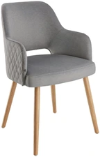 VEGA LUSINI Solutions GmbH Chair Rombo velvet Stuhl Rombo Samt Chair Rombo velvet; 46x47x85 cm (WxDxH); seat grey, base oak Stuhl Rombo Samt; 46x47x85 cm (BxTxH); Sitz grau, Gestell eiche Upholstered chair with an oak frame and a cover featuring a subtle woven texture. The upholstery has elegant diamond-pattern quilting on the back of the chair, giving it a sophisticated look. The generous armrests provide additional comfort. Oak is renowned for its robustness and natural beauty, making this chair an ideal choice for discerning catering establishments. Flame-retardant upholstery. Suitable for indoor use only. Supplied fully assembled, including plastic glides. Polsterstuhl mit einem Gestell aus Eichenholz und einem Bezug mit dezenter Webstruktur. Die Polsterung hat eine raffinierte Rautenabsteppung an der Rückseite der Stuhllehne, die ihm eine edle Optik verleiht. Die großzügigen Armlehnen sorgen für zusätzlichen Komfort. Eichenholz ist bekannt für seine Robustheit und natürliche Schönheit, was diesen Stuhl zu einer idealen Wahl für anspruchsvolle Gastronomiebetriebe macht. Feuerhemmender Bezug. Nur für den Innenbereich geeignet. Lieferung erfolgt montiert, inkl. Kunststoffgleiter. Der Polsterstuhl ist FSC™-zertifiziert. LUSINI ist davon überzeugt, dass Wälder für unsere Zukunft unverzichtbar sind. Deshalb setzen wir uns für FSC™-zertifizierte Produkte ein (FSC™ N003150). So können wir Ihnen helfen, bessere Kaufentscheidungen zum Wohle unserer Wälder zu treffen. www.fsc.org