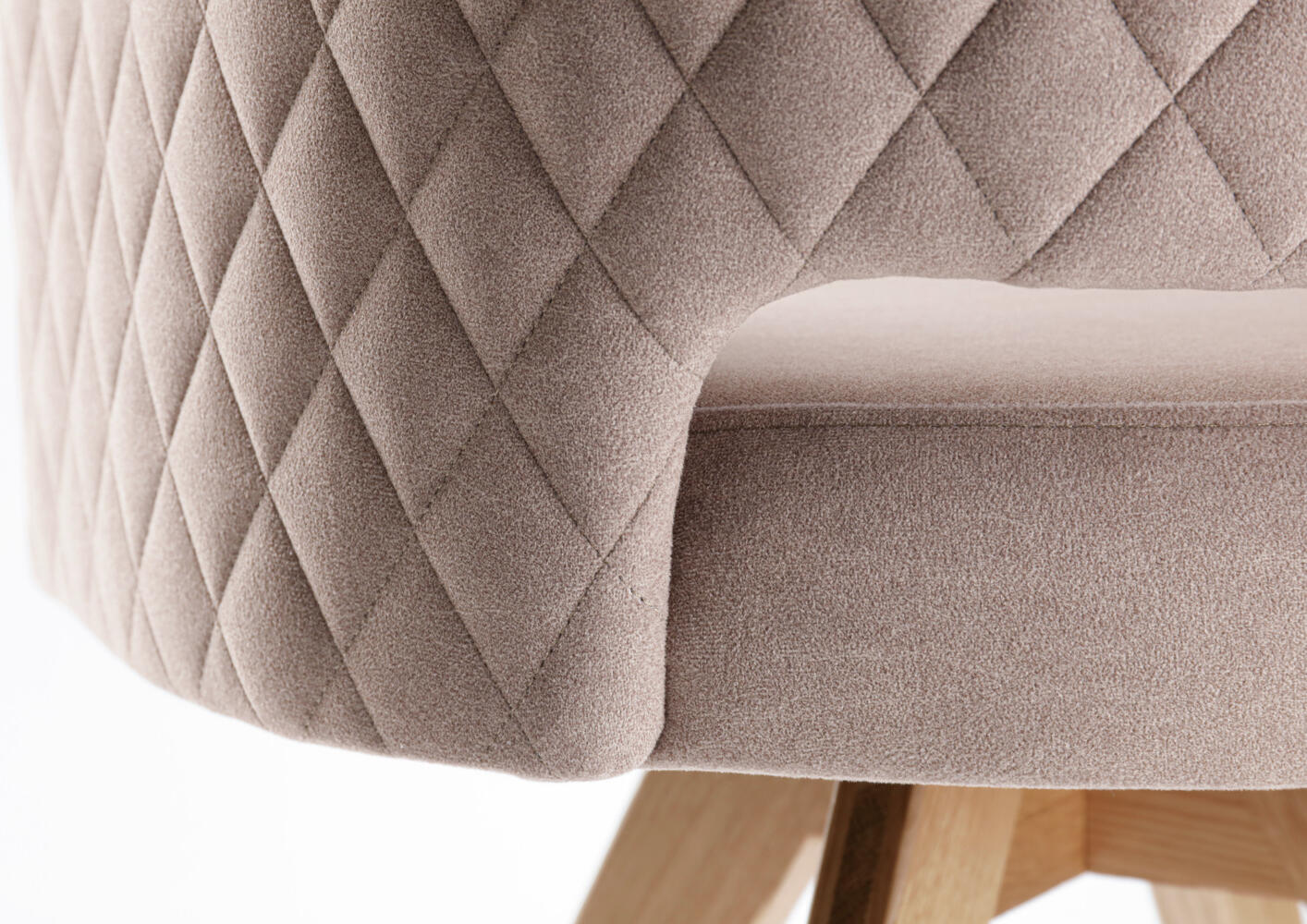 VEGA Rombo Velvet Chair, Oak Wood Frame, Diamond-Pattern Quilting, Grey Polyester Upholstery, 46x47x85 cm, Max Load 160 kg