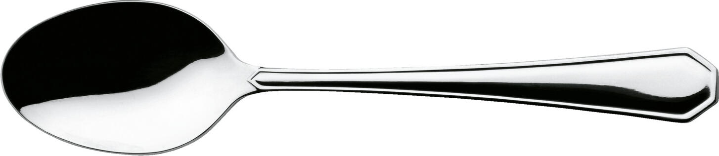 PULSIVA LUSINI Solutions GmbH Table spoon Tunis Basic Menülöffel Tunis Basic Table spoon Tunis Basic; 19.5 cm (L); silver, handle silver; 12 piece / pack Menülöffel Tunis Basic; 19.5 cm (L); silber, Griff silber; 12 Stück / Pack 18/0 chrome-stainless steel, rustproof. Classic table spoon. Mirror polished. Material thickness 2.2 mm (measured at the thickest point of the table fork). Suitable for dishwasher. Chrom-Edelstahl 18/0, rostfrei. Der Menülöffel Tunis Basic bietet eine hochglanzpolierte Oberfläche und eine solide 2,2 mm (gemessen an der stärksten Stelle der Menügabel) starke Verarbeitung. Durch seine ausgewogene Form liegt er angenehm in der Hand und eignet sich ideal für Restaurants, Kantinen und Catering. Das 18/0 Material ist spülmaschinengeeignet und für den Dauergebrauch optimiert. Ihre Vorteile auf einen Blick: • Spülmaschinengeeignet – hygienisch & leicht zu reinigen • Magnetisch – optimal für Polier- und Sortiersysteme • Nickelfrei – ideal auch für empfindliche Gäste