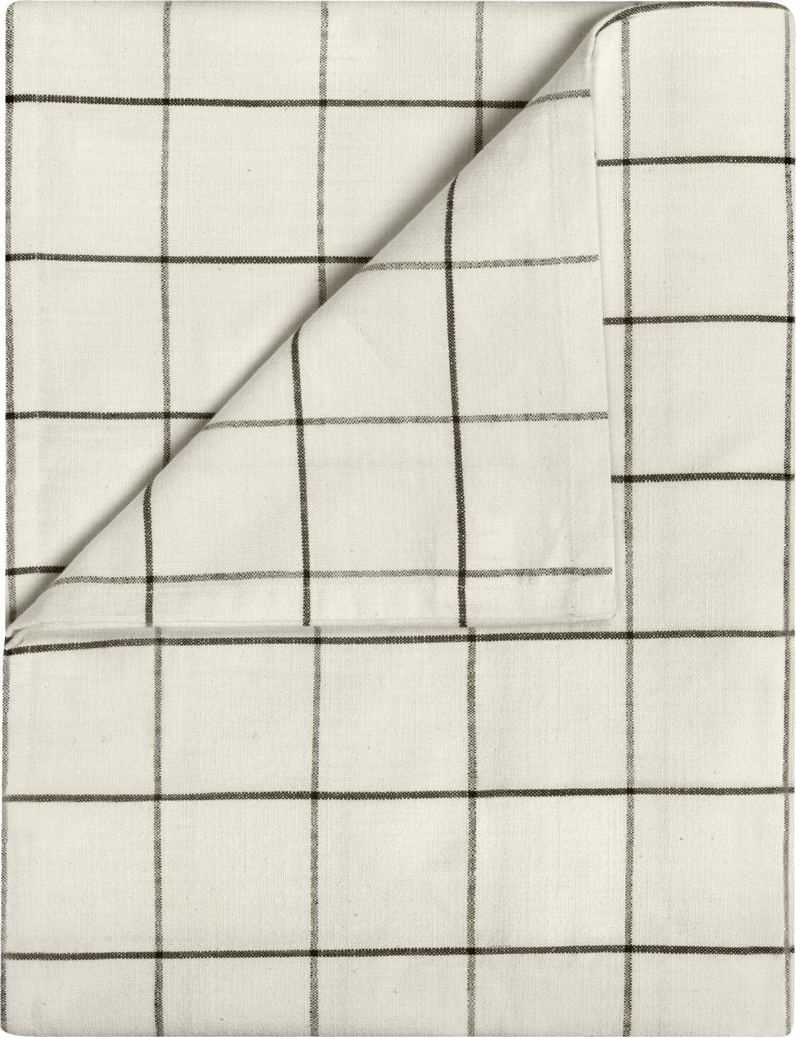 LUSINI Solutions GmbH Skan Rectangular Tablecloth, 100% Cotton Textured Fabric, Linen Look, Large Chequered Plaid, 130 x 170 cm, Cream White/Anthracite