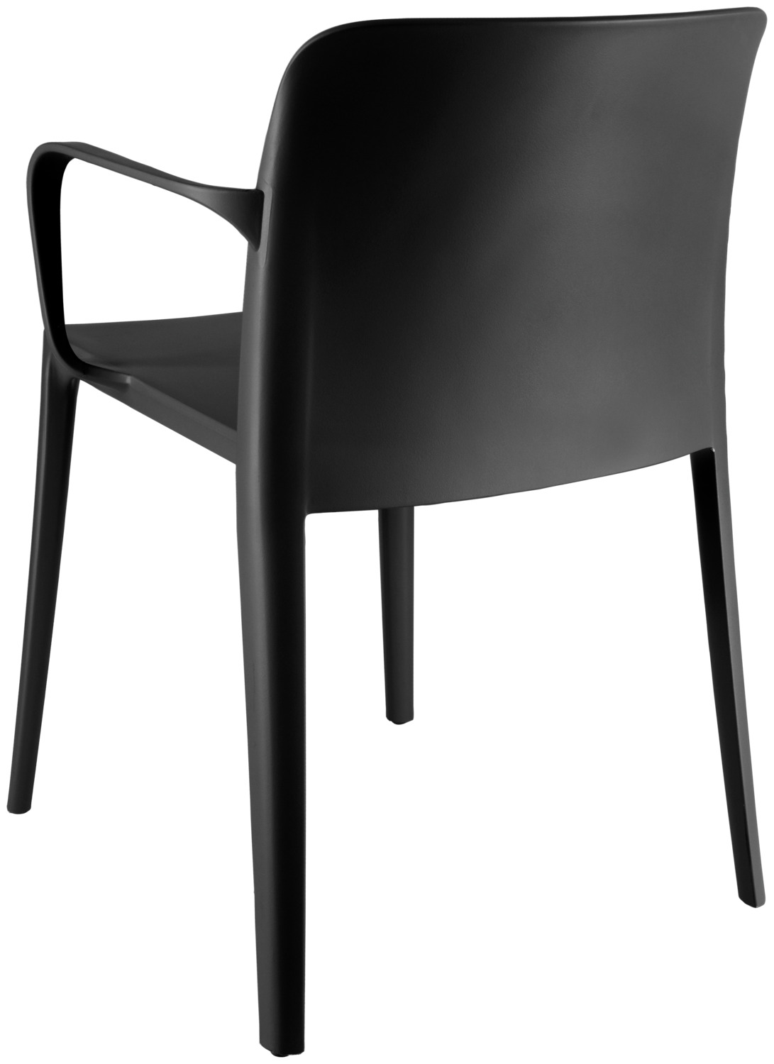 PULSIVA Rigg Stackable Plastic Chair with Armrests, Glass Fibre Reinforced Polypropylene, UV Resistant, Black, Set of 4