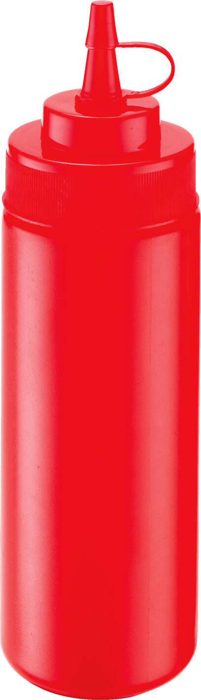 Set de 4 sticle de dozare Pulsiva, 0.35l din polietilenă flexibilă, roșii, sigure pentru alimente și spălare în mașină, pentru ketchup și maioneză