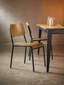 VEGA Chair Claso Set of 2, Industrial Ash Plywood and Black Powder-Coated Steel, Stackable, Max Load 160kg, 41.5x52.5x82cm