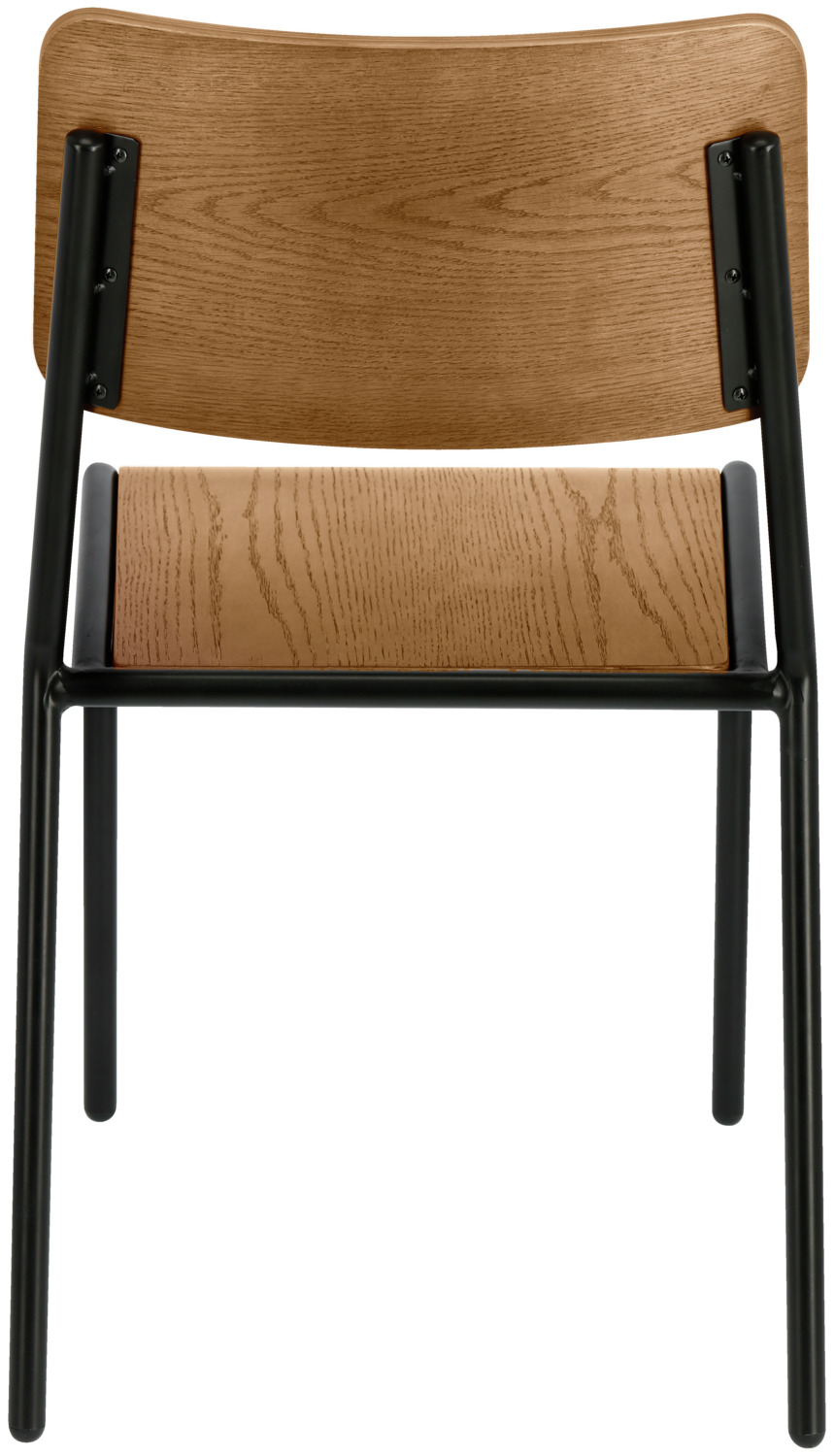 VEGA Chair Claso Set of 2, Industrial Ash Plywood and Black Powder-Coated Steel, Stackable, Max Load 160kg, 41.5x52.5x82cm