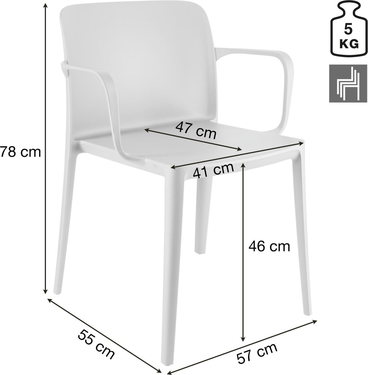 PULSIVA Rigg Plastic Chair Set of 4, Glass Fibre Reinforced Polypropylene, Stackable, UV-Resistant, Weatherproof, Green, 150 kg Load Capacity